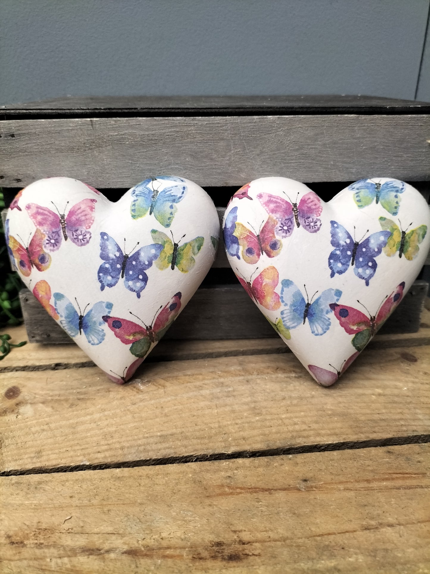 Decoupage hart - vlinders gekleurd