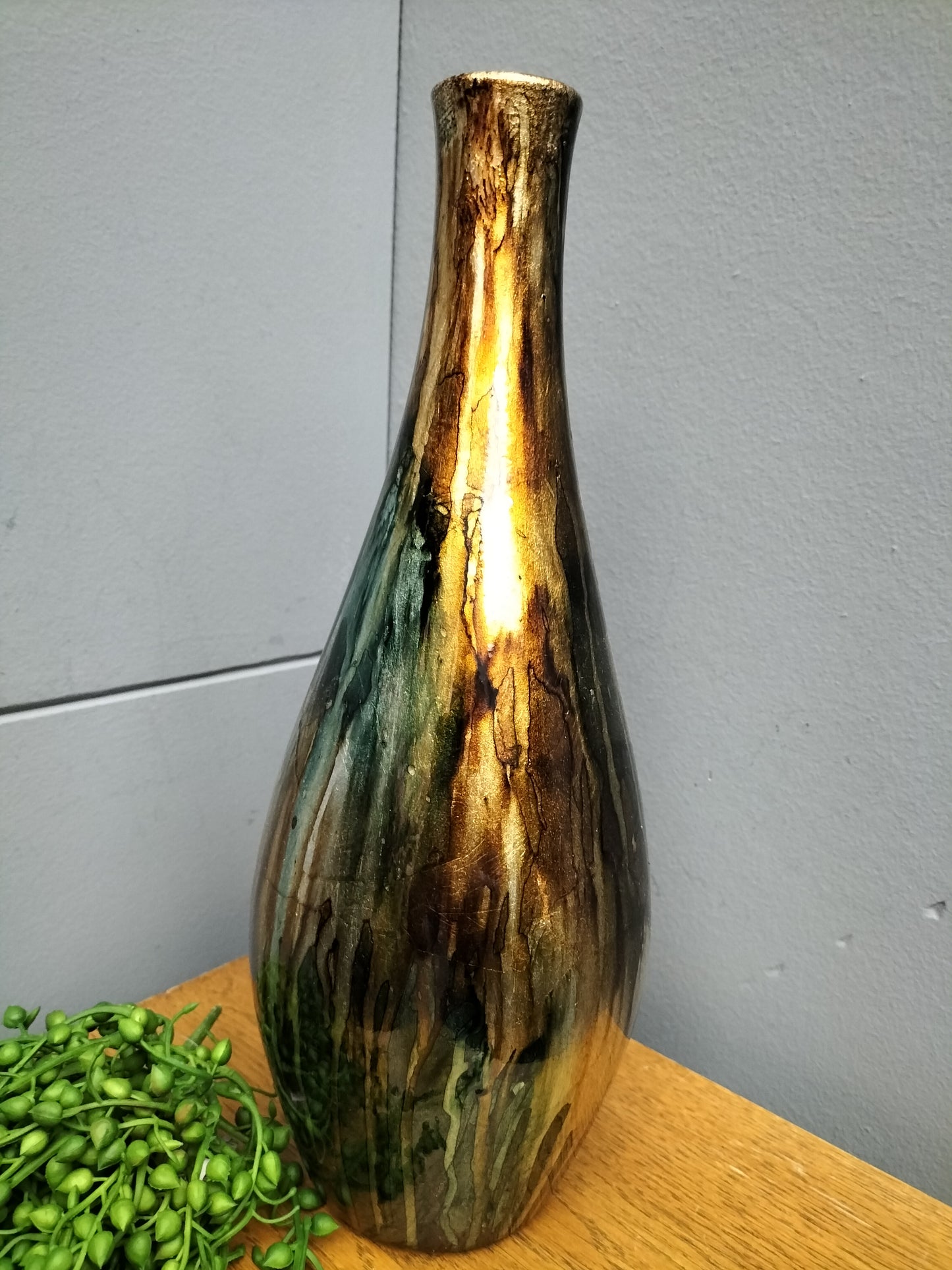 Dazzle vaas - petrol gold, 18cm , 35cm