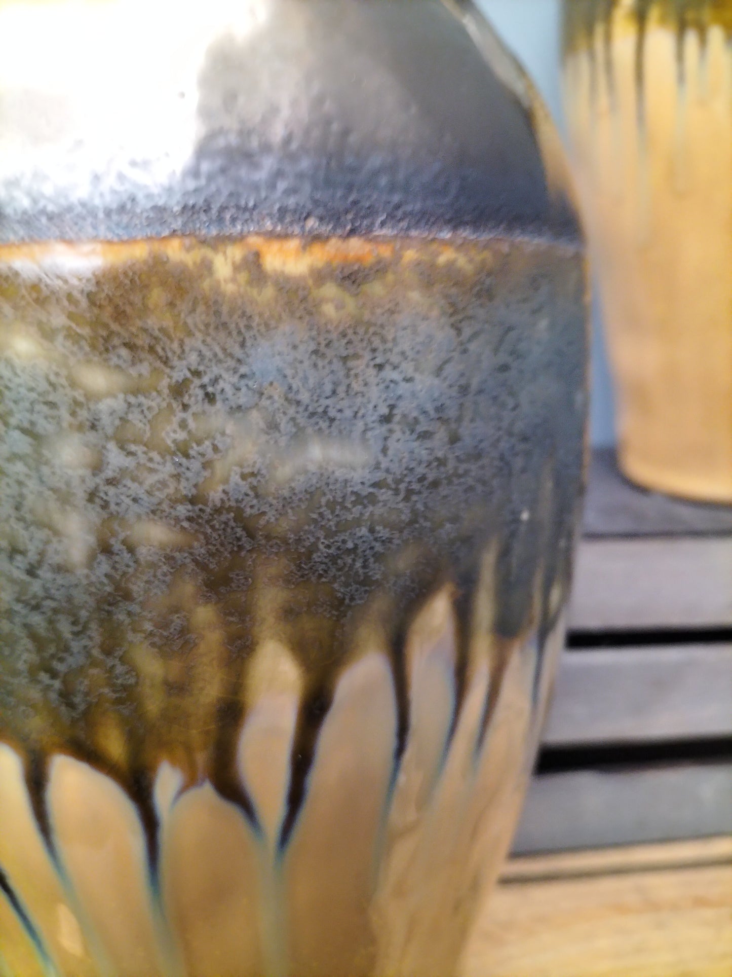 Aardewerk vaas - geel, 16cmx16cmx37cm