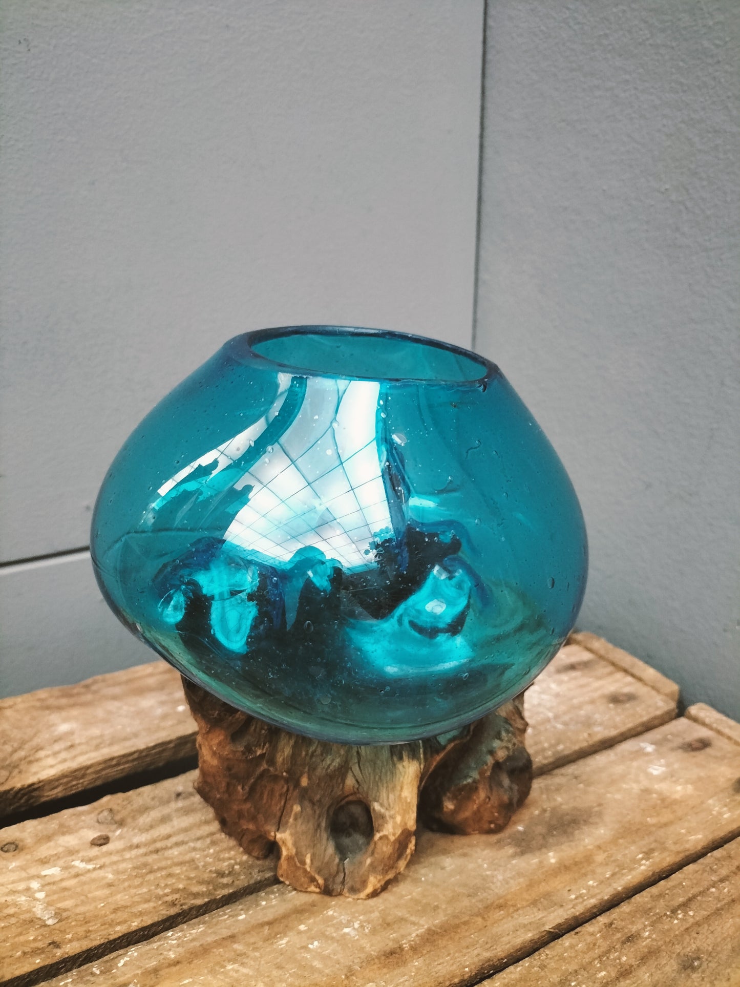 Glas op stronk - light blauw, 16cm x 18cm