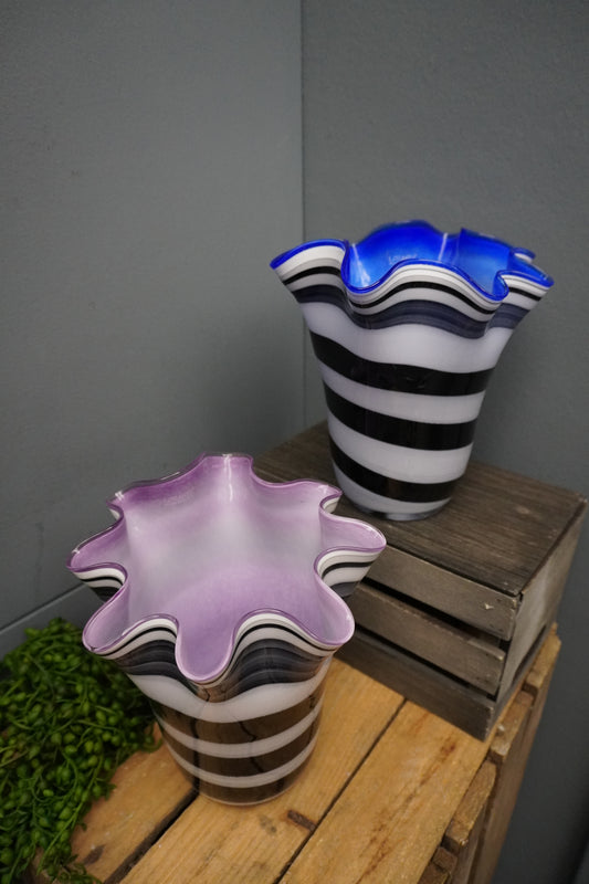 Zebra vaas - 20cm,  blauw, paars