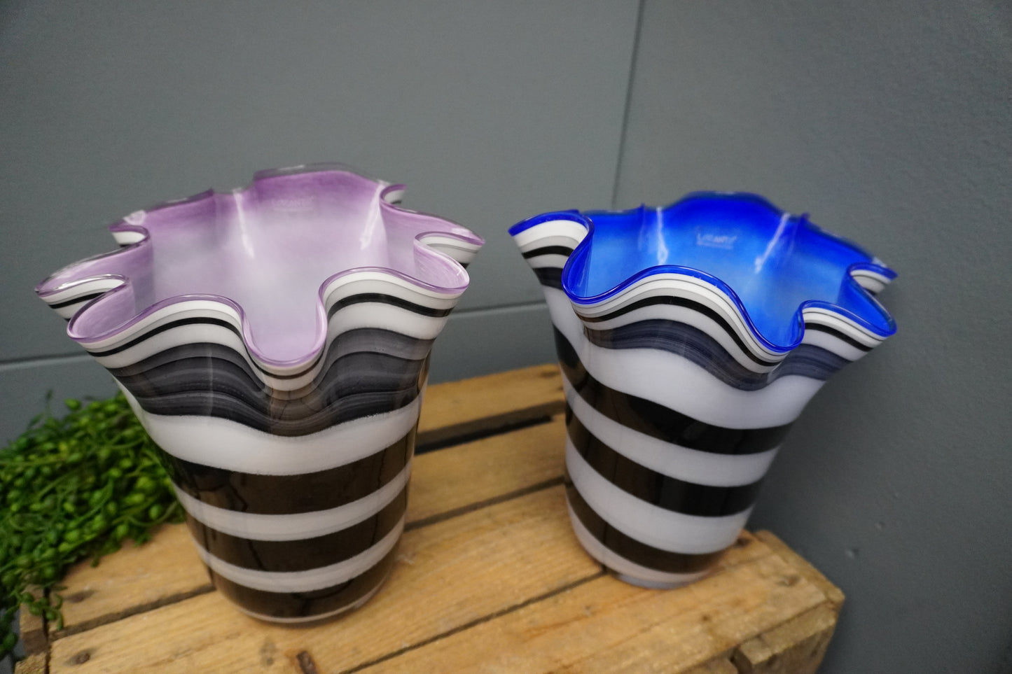 Zebra vaas - 20cm,  blauw, paars