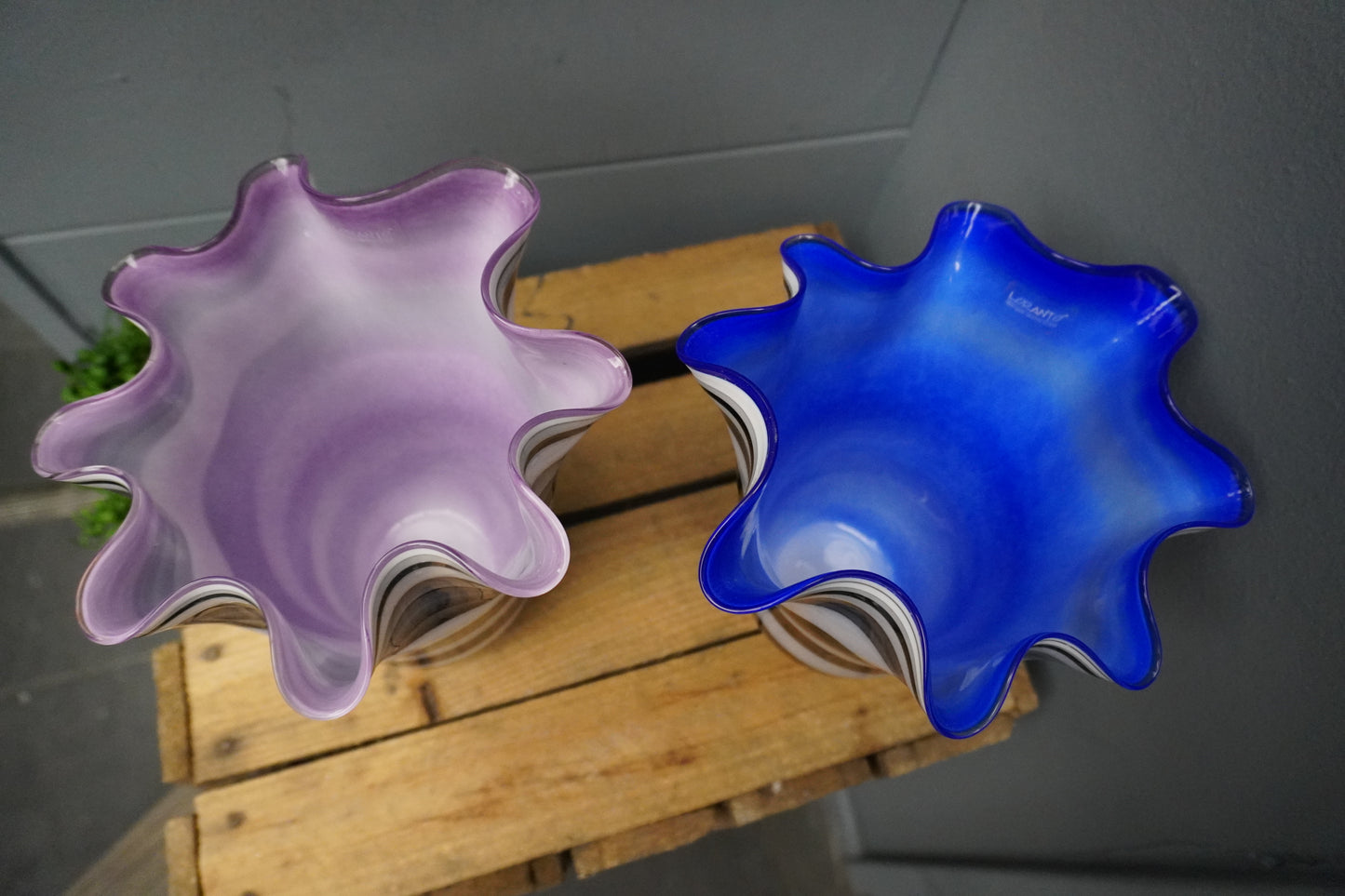 Zebra vaas - 20cm,  blauw, paars