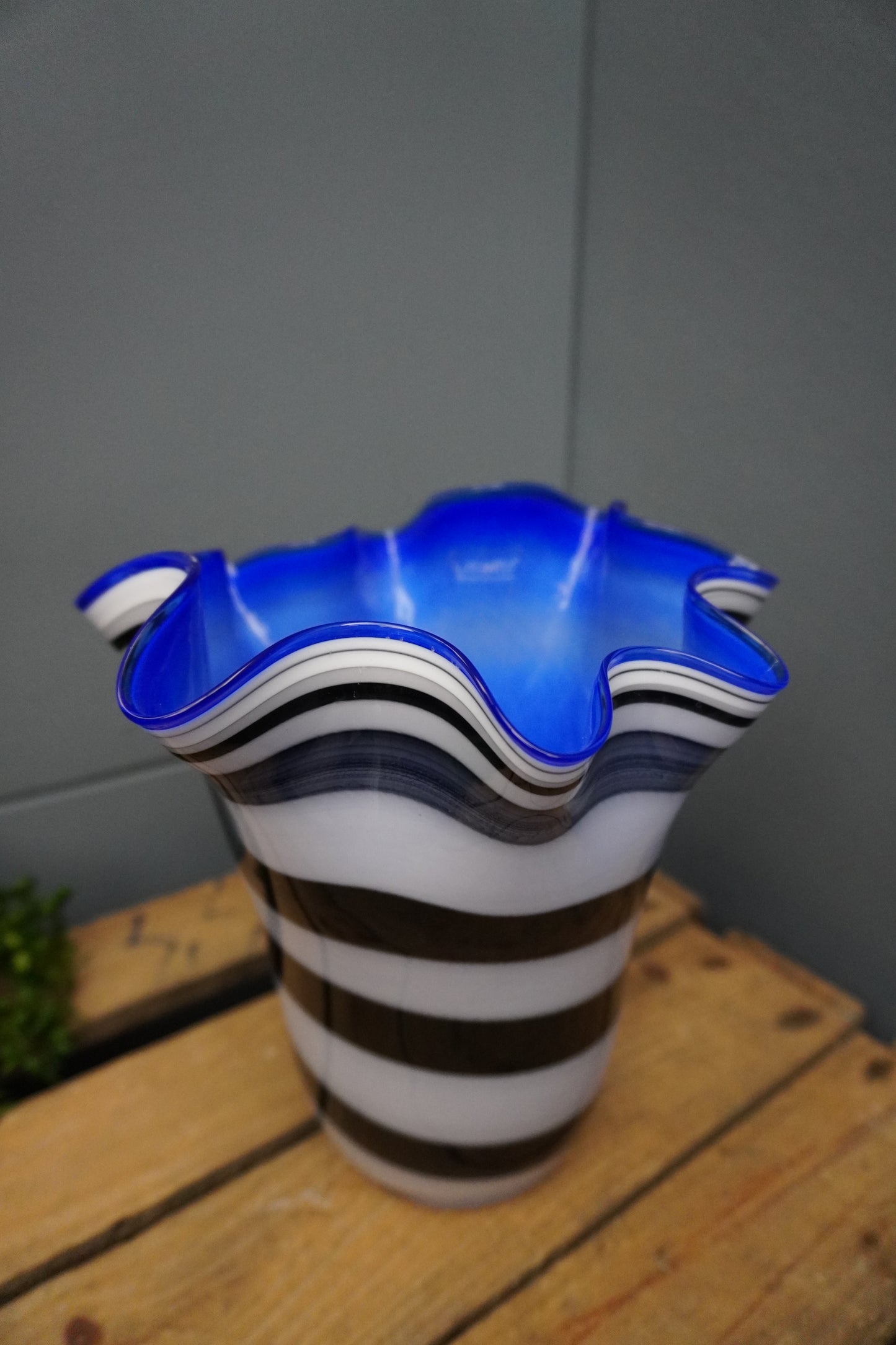 Zebra vaas - 20cm,  blauw, paars
