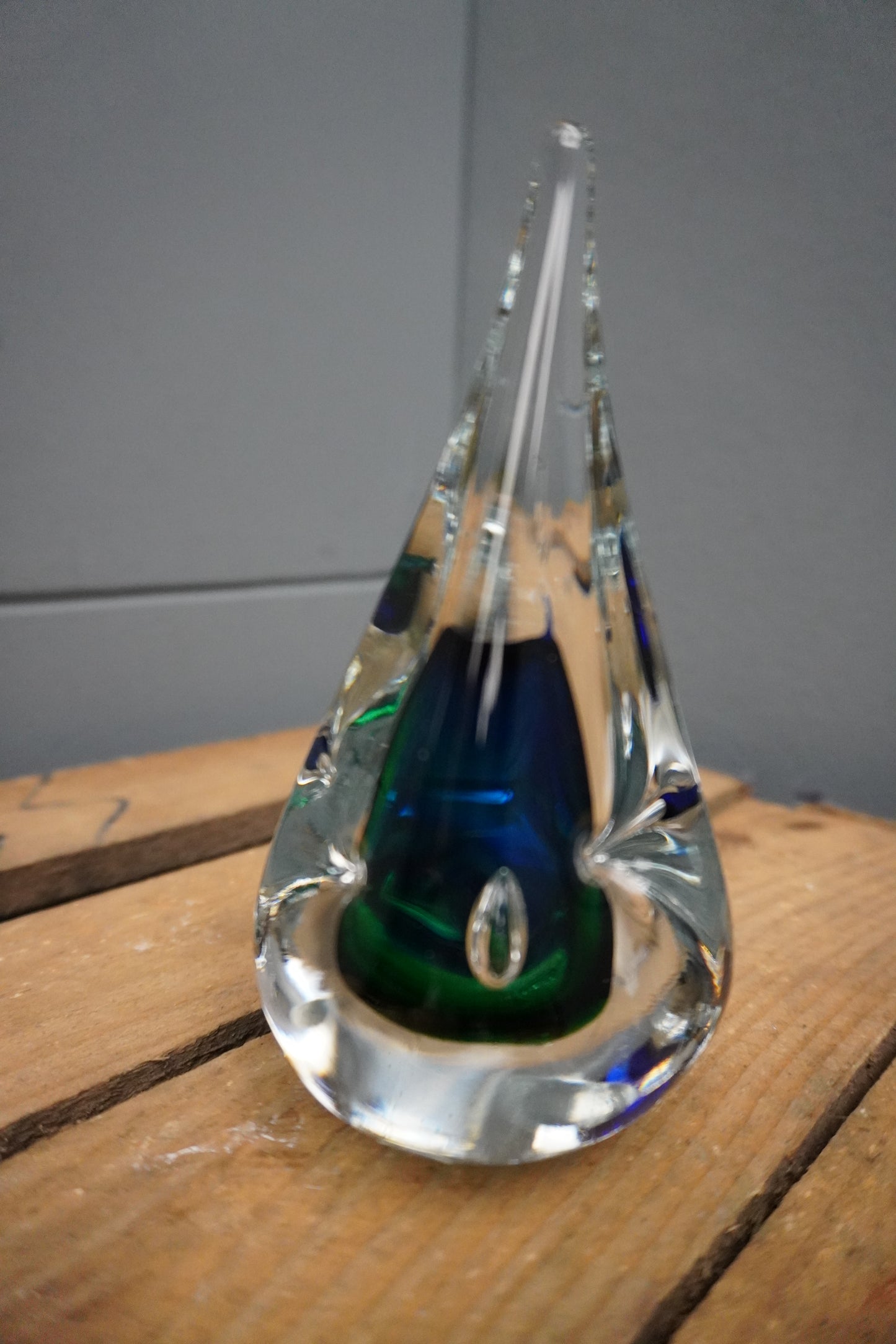 Prisma van kristal - 15cm, groen/blauw