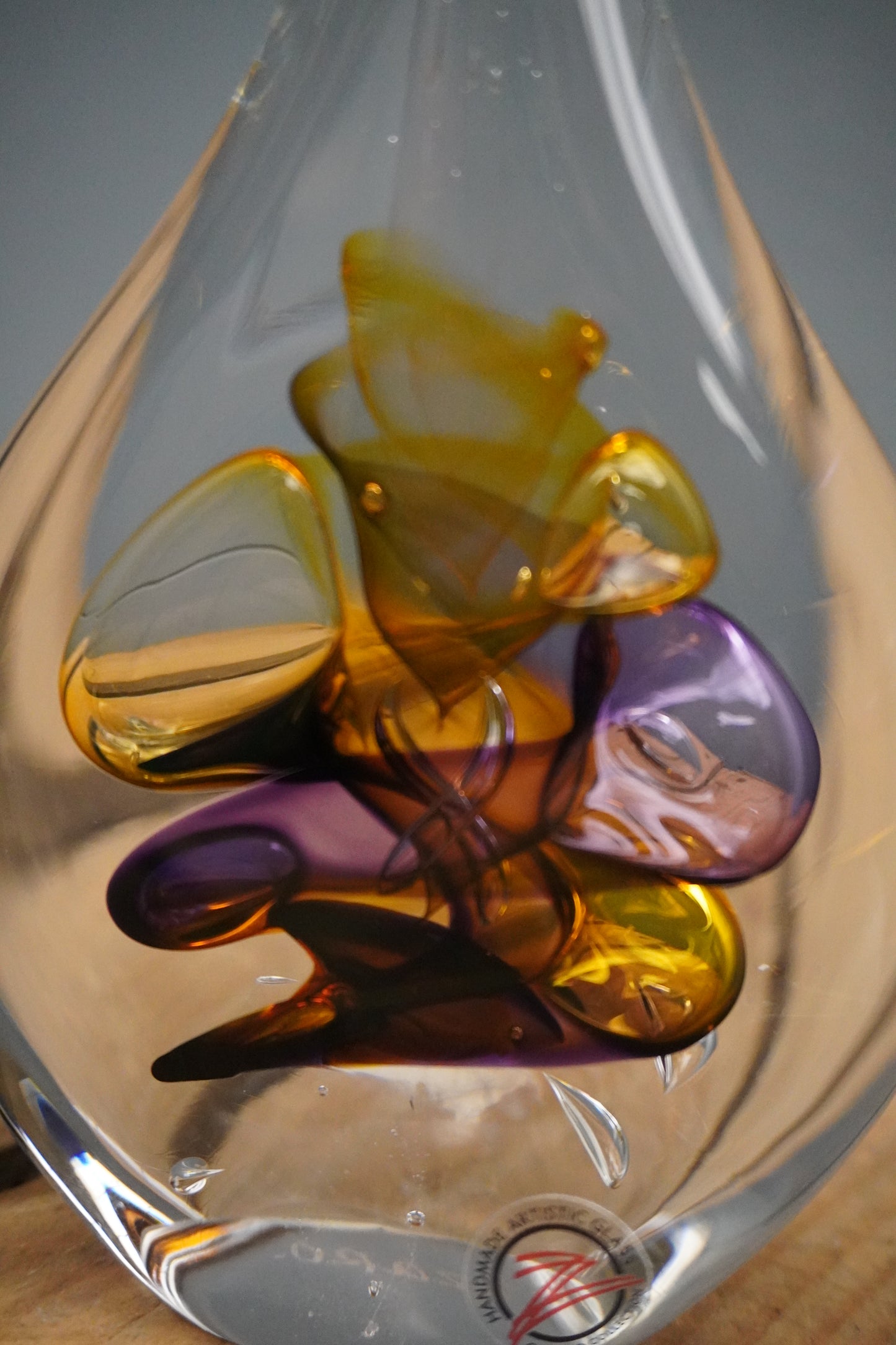 Druppel kristal - 15.5cm, violet/bruin