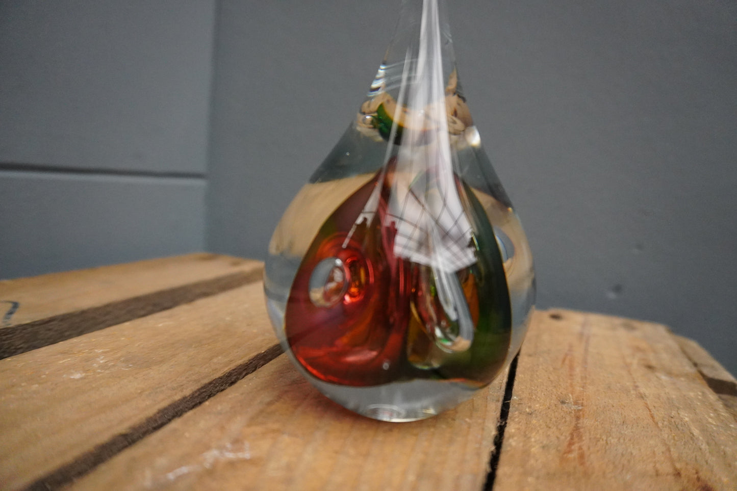 Druppel kristal - 16cm - rood/blauw/groen