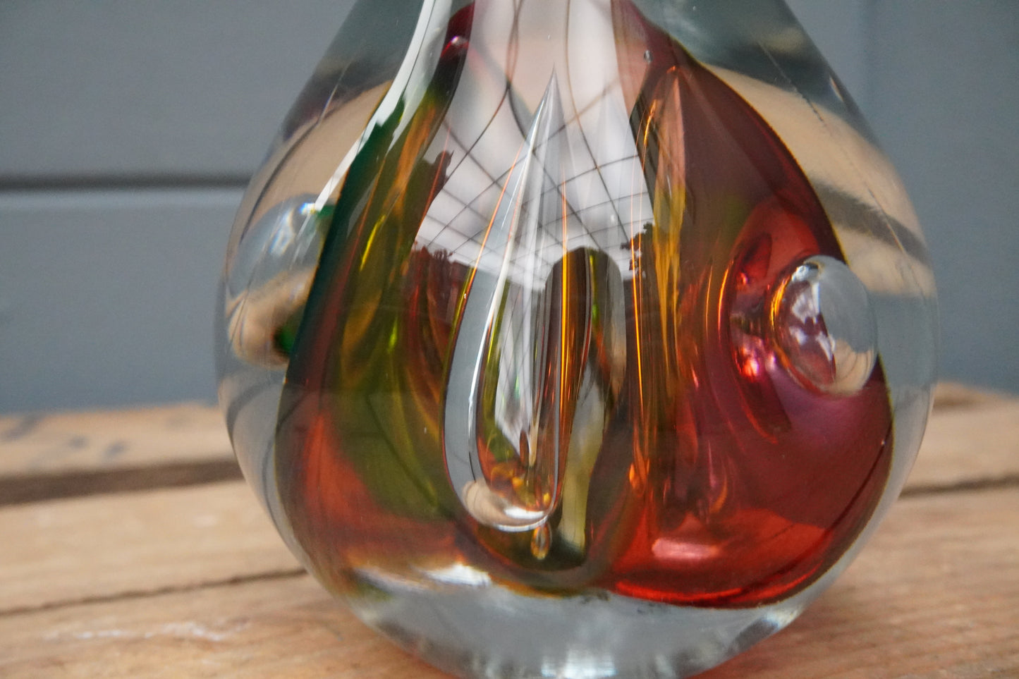 Druppel kristal - 16cm - rood/blauw/groen