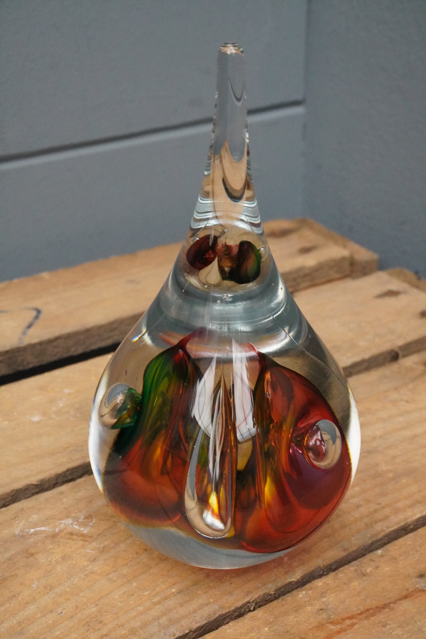 Druppel kristal - 16cm - rood/blauw/groen