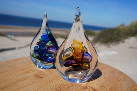 Druppel kristal - 15.5cm, violet/bruin