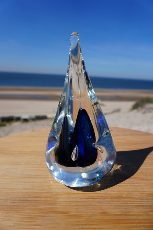 Prisma van kristal - 15cm, groen/blauw