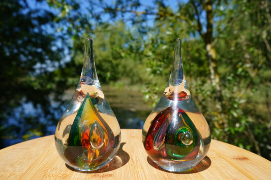 Druppel kristal - 16cm - rood/blauw/groen