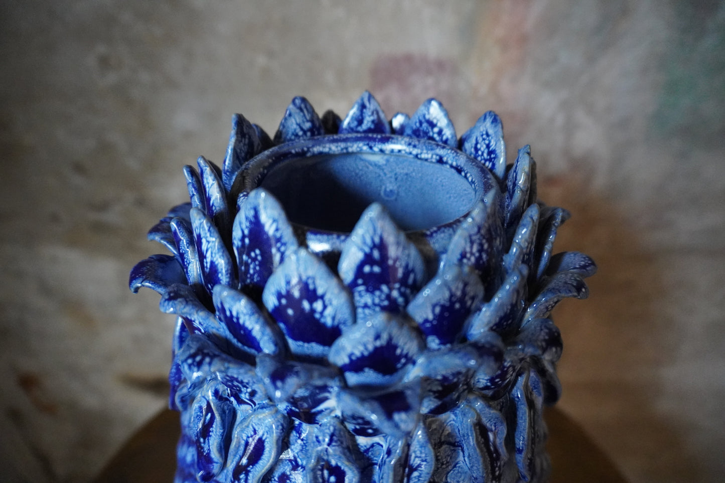 Aardewerk vaas Ananas - Blauw, 31cm x 9cm