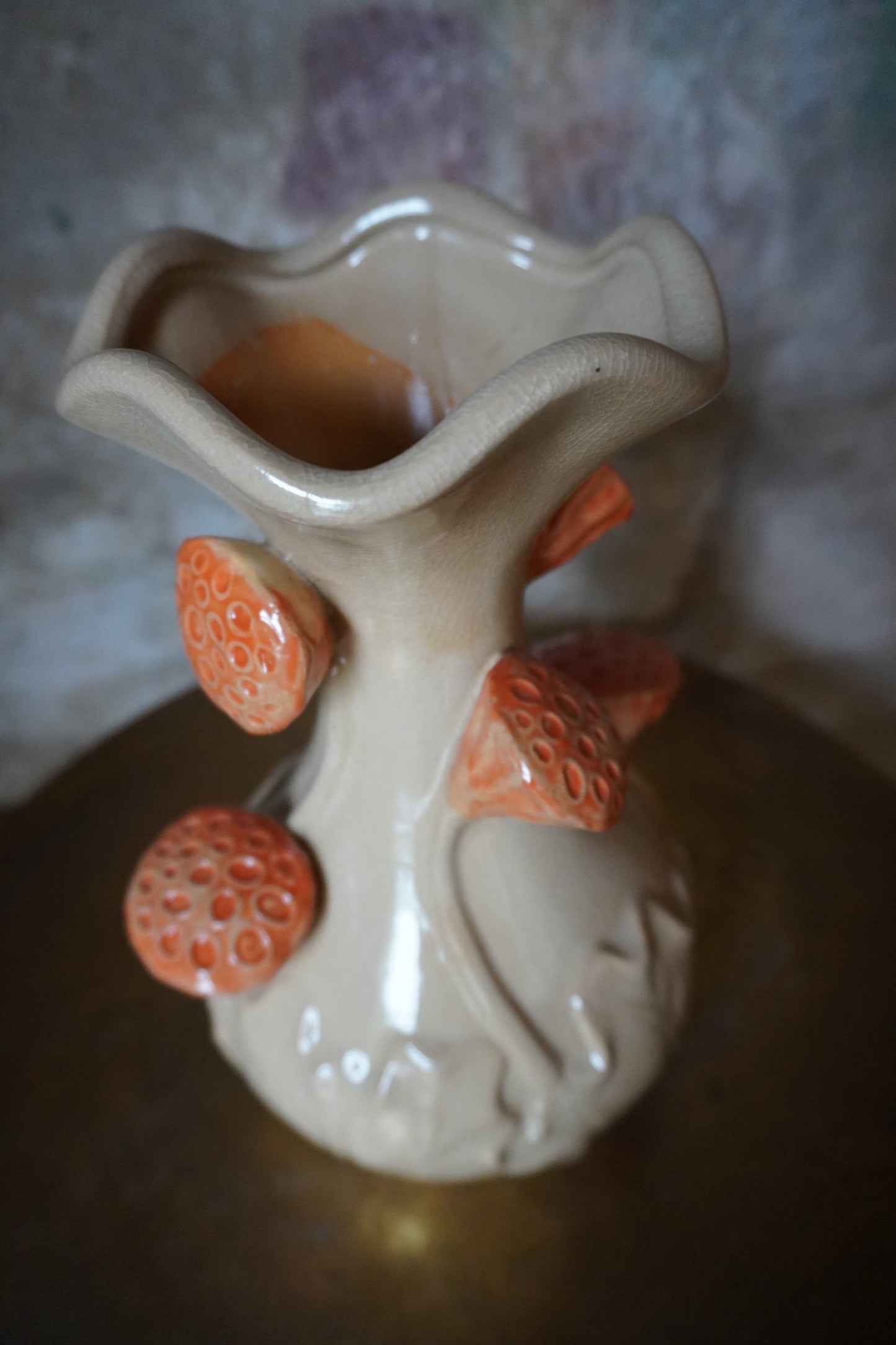 Keramiek vaas Odali - Groen/Crème, 26cm x 12cm