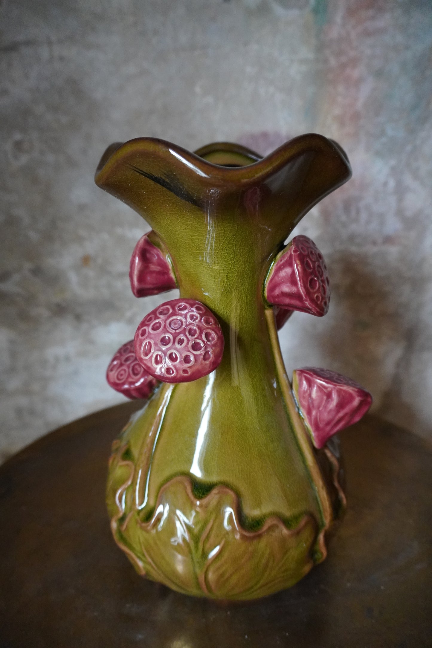 Keramiek vaas Odali - Groen/Crème, 26cm x 12cm