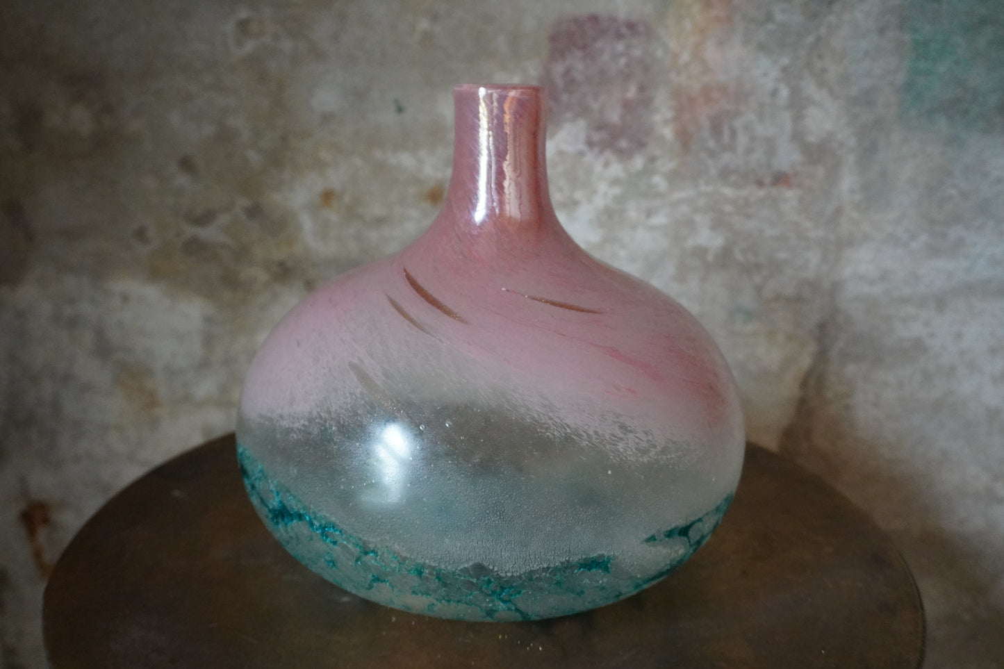 Glazen vaas - Turquoise, 22cm x 24cm x 24cm