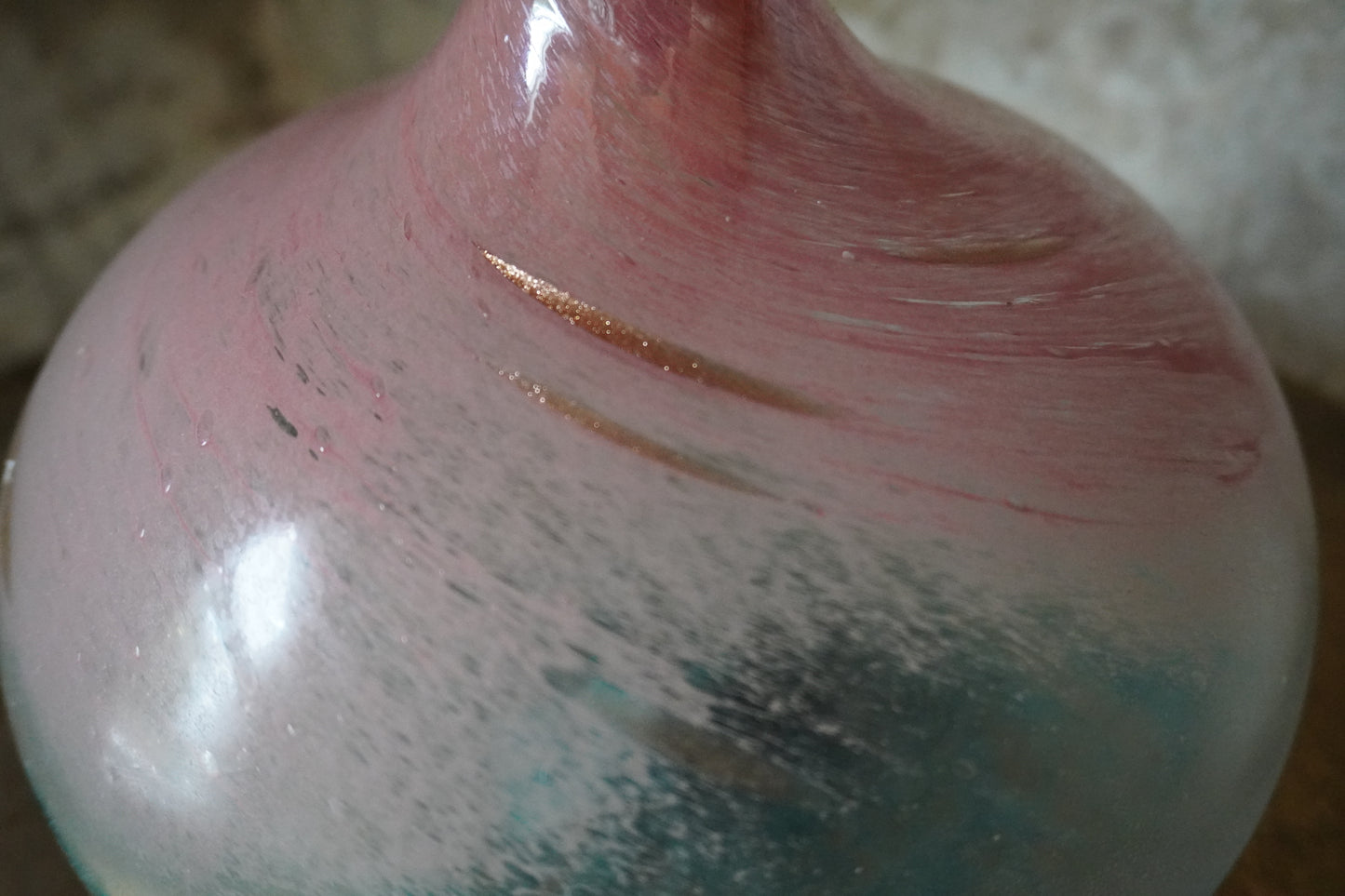 Glazen vaas - Turquoise, 22cm x 24cm x 24cm