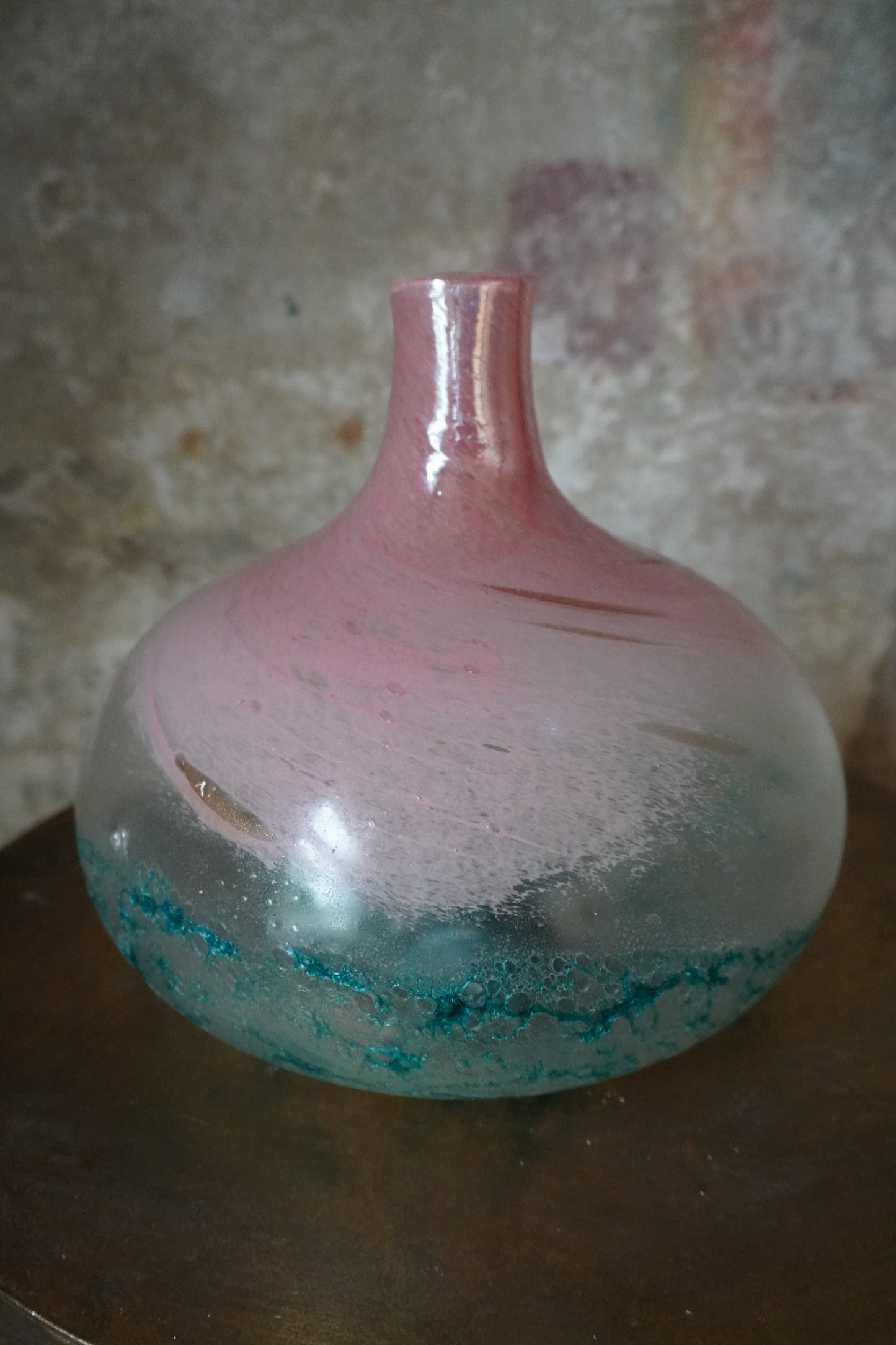 Glazen vaas - Turquoise, 22cm x 24cm x 24cm