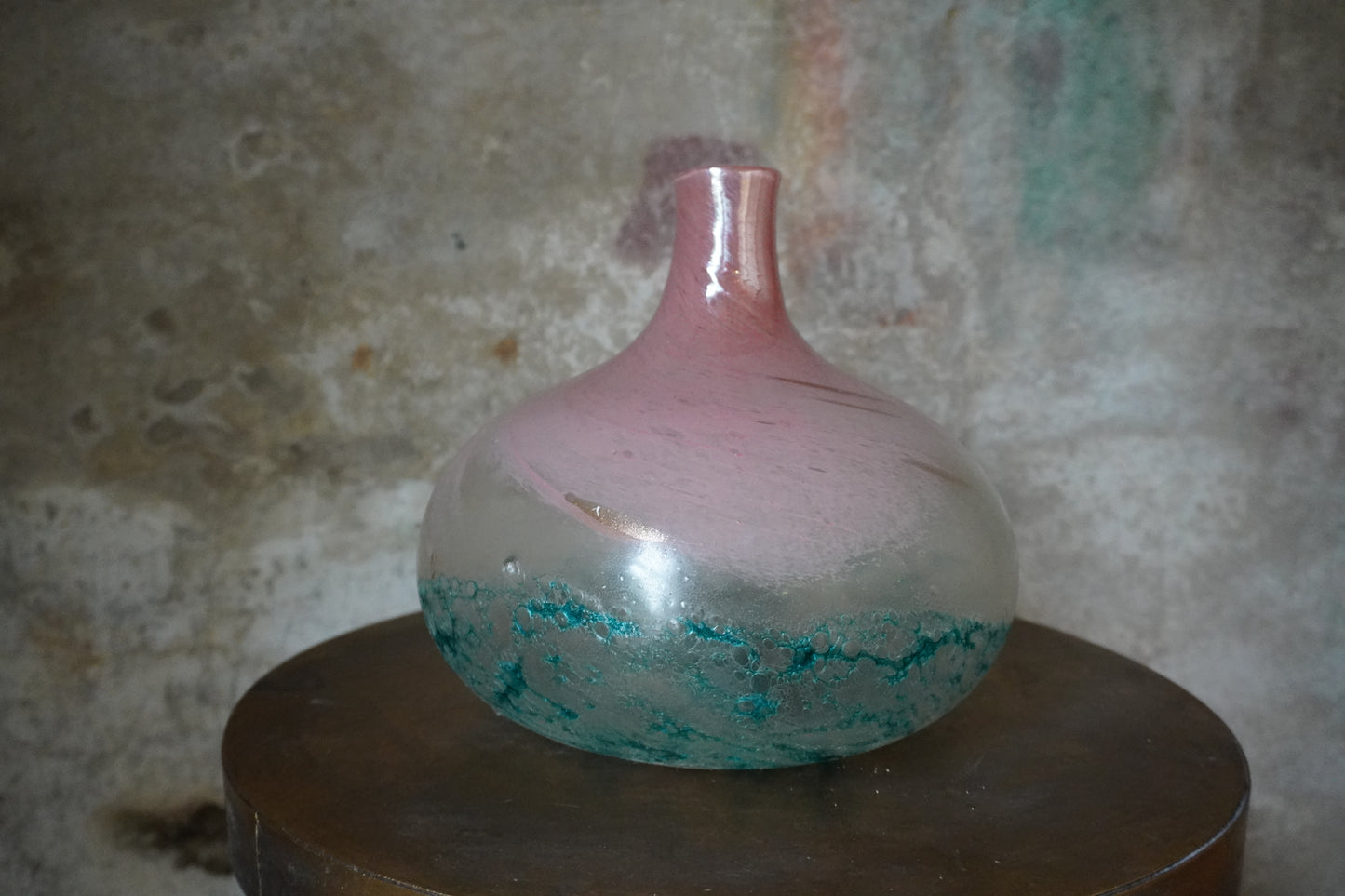 Glazen vaas - Turquoise, 22cm x 24cm x 24cm