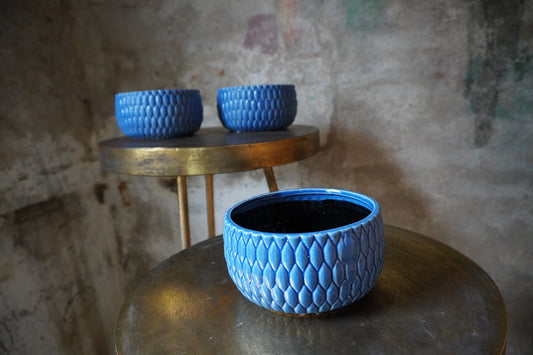 Aardewerk pot - Blauw, 9cm x 15cm