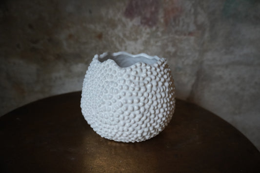 H.D. Living aardewerk vaas/pot - Wit, 12cm x 10cm