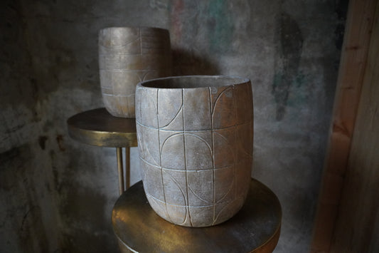 Aardewerk vaas/pot, Goud, 28cm x 23cm