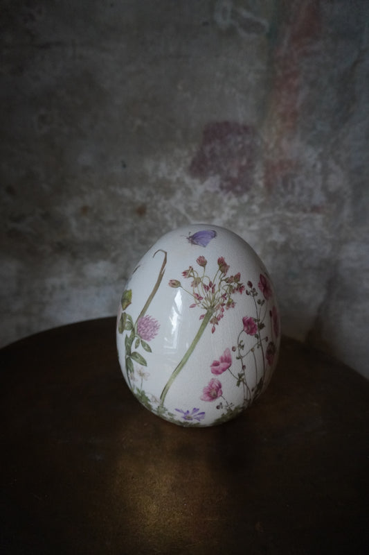 Aardewerk ei - bloemen, 17cm