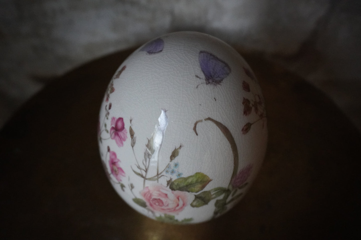 Aardewerk ei - bloemen, 17cm