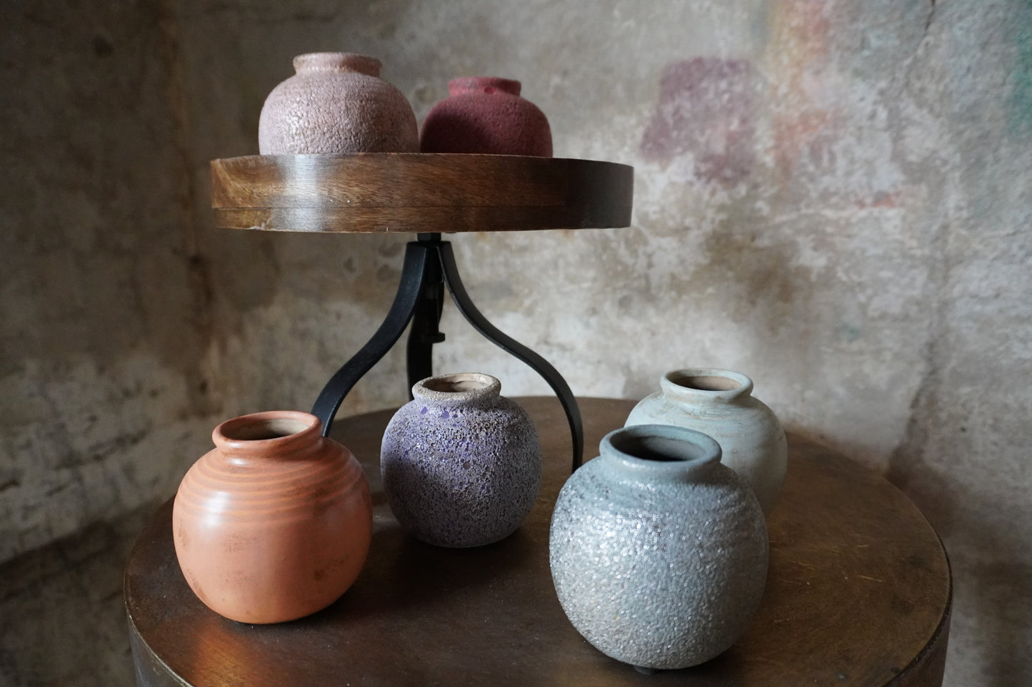 Aardewerk vaasje - 8cm