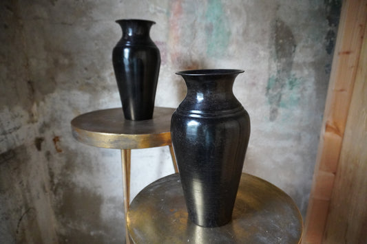 Metalen vaas - Zwart/Bruin, 30cm x 13cm