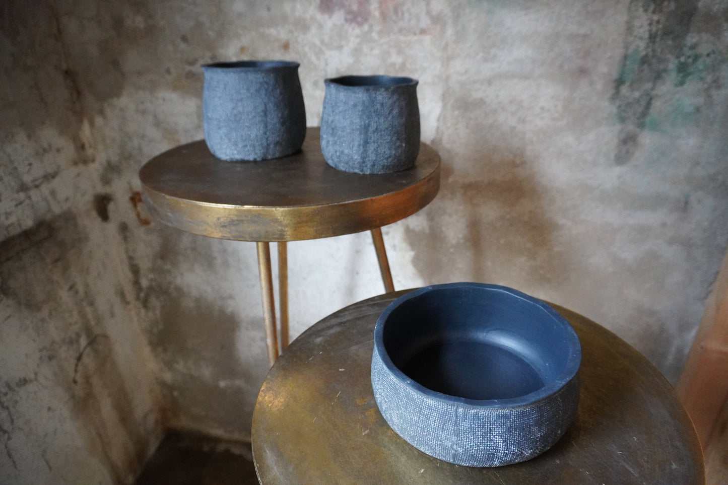 Aardewerk vaas/pot - Antraciet, 7cm & 11.5cm & 13cm