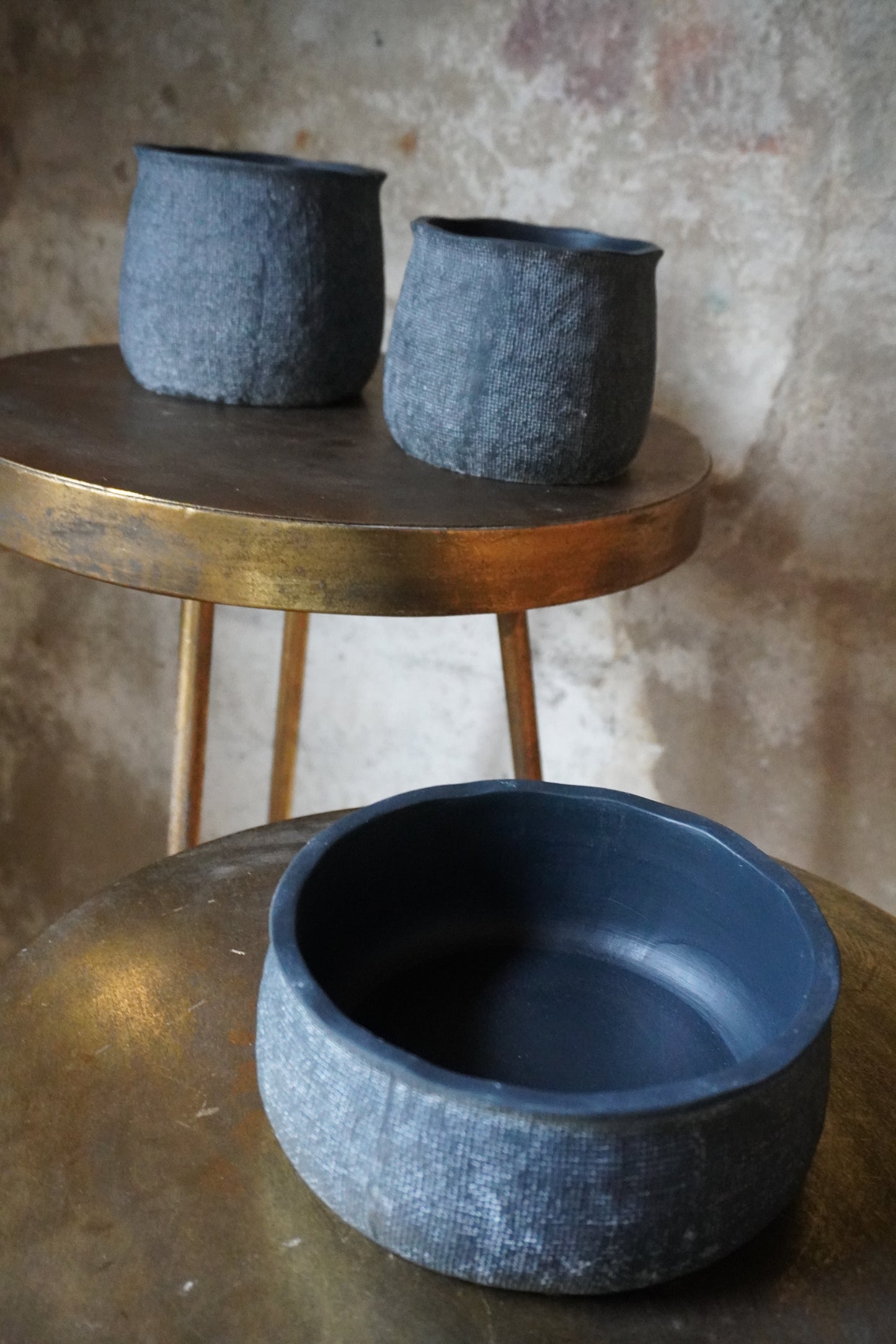 Aardewerk vaas/pot - Antraciet, 7cm & 11.5cm & 13cm