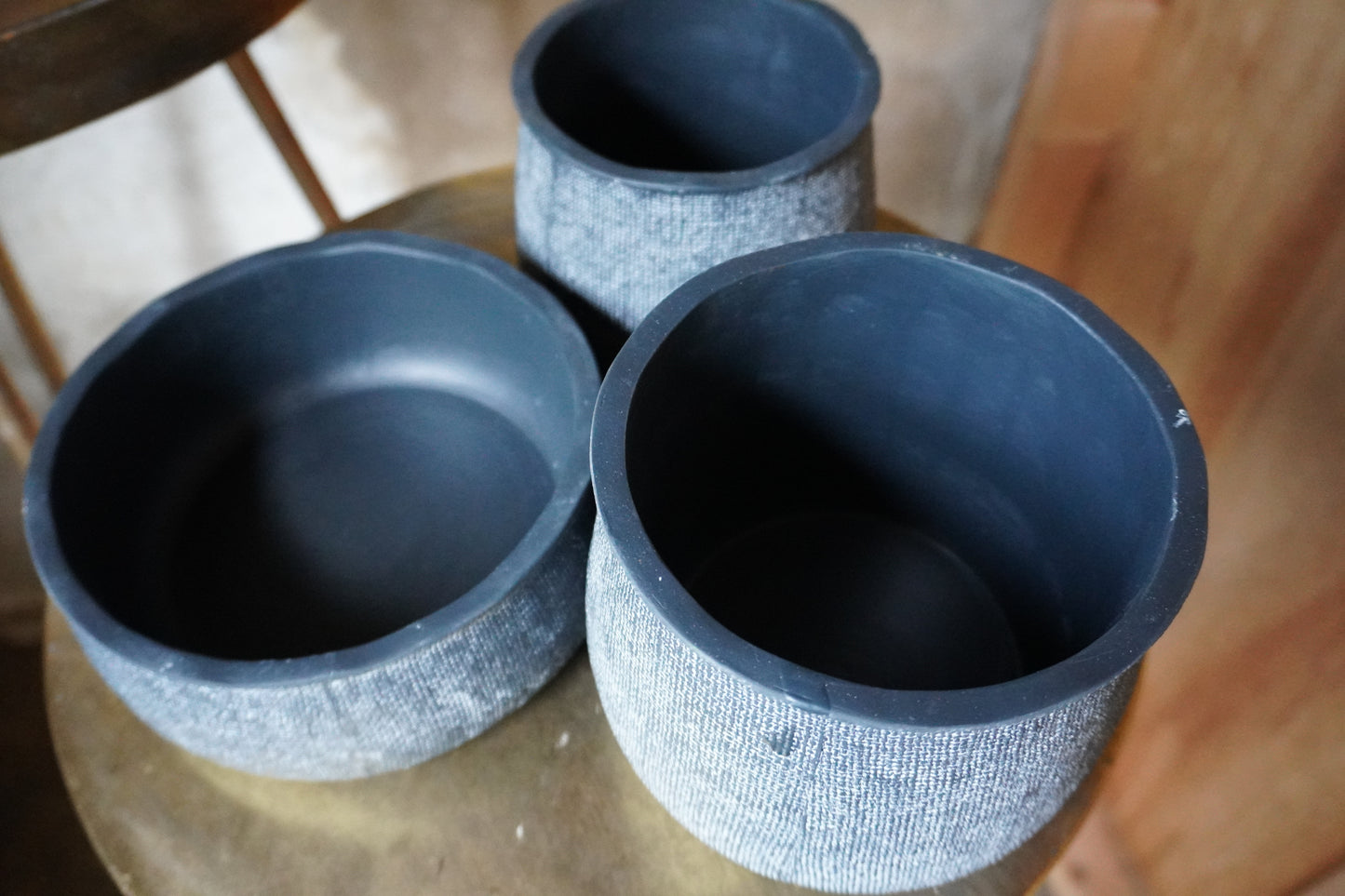 Aardewerk vaas/pot - Antraciet, 7cm & 11.5cm & 13cm