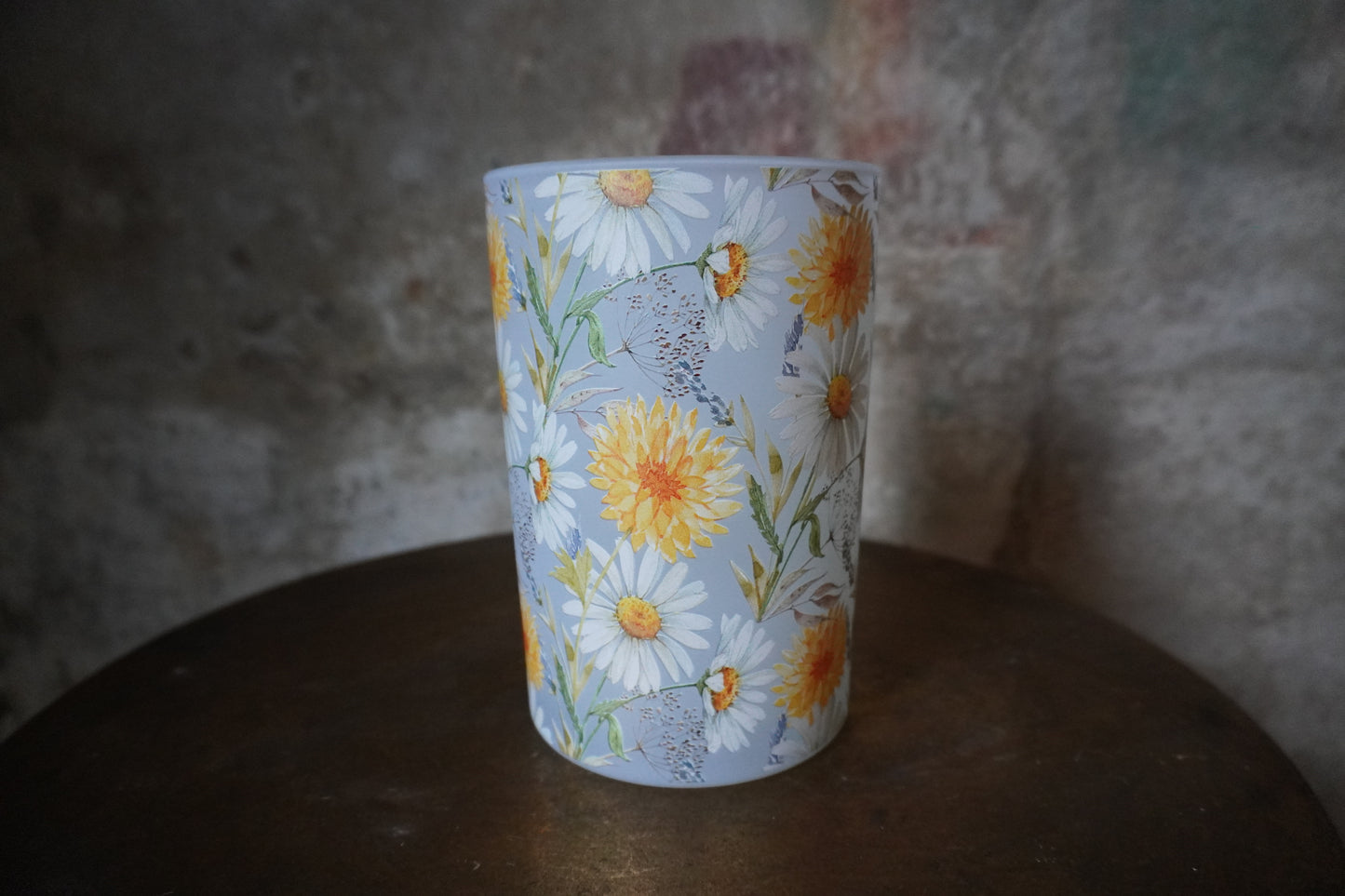 Glazen Windlicht - Bloemen, 18cm x 12cm