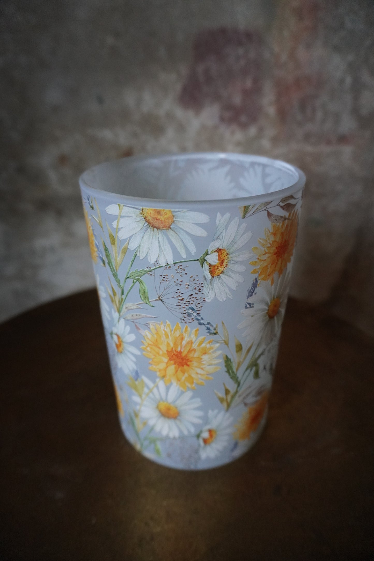 Glazen Windlicht - Bloemen, 18cm x 12cm