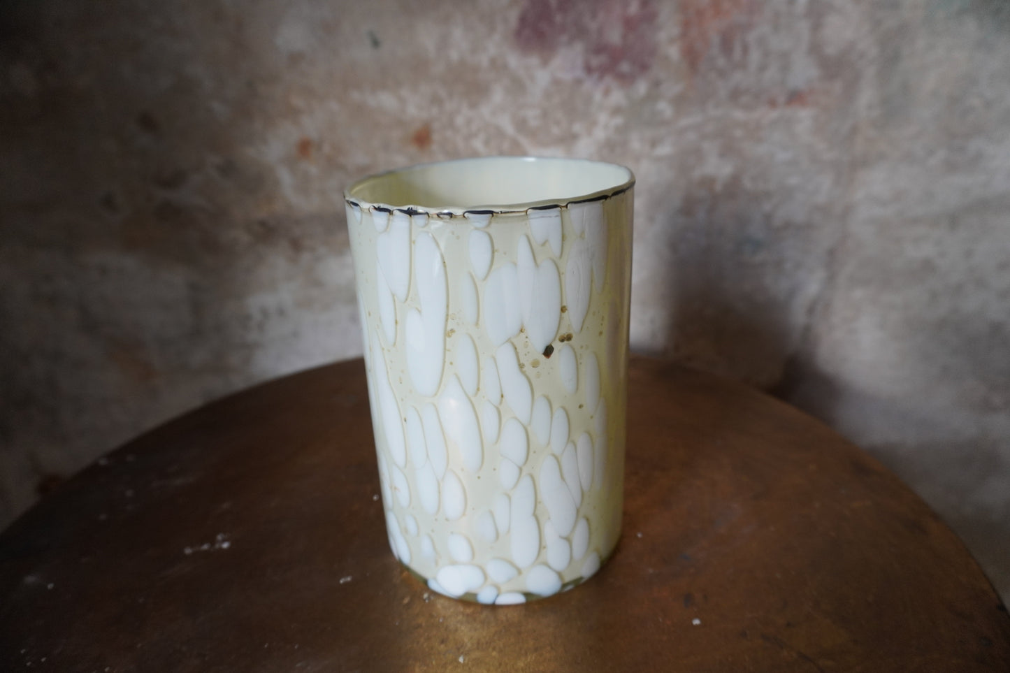 H.D. Living Glazen Windlicht - Groen/Wit, 15cm x 10cm