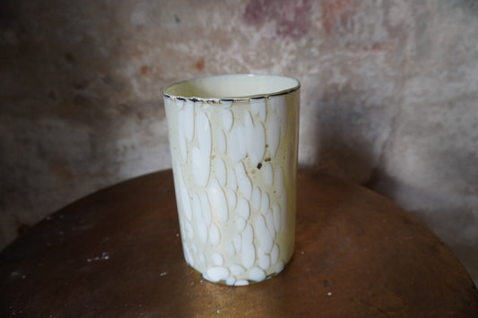 H.D. Living Glazen Windlicht - Groen/Wit, 15cm x 10cm