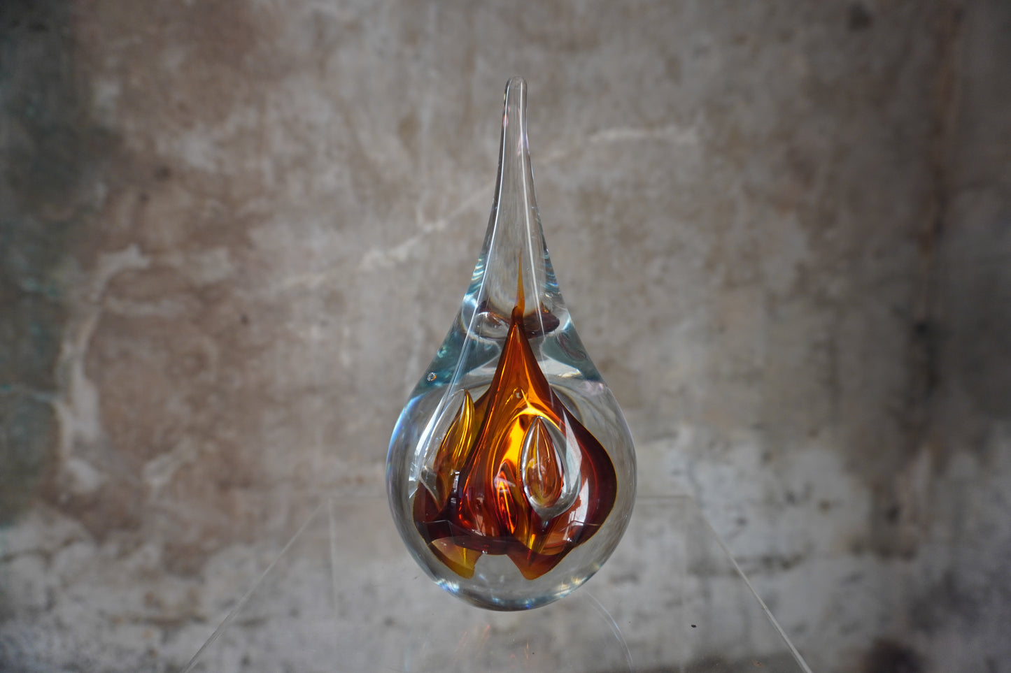 Druppel kristal - 12cm, Rood & Bruin