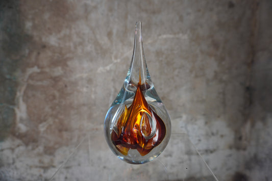 Druppel kristal - 12cm, Rood & Bruin