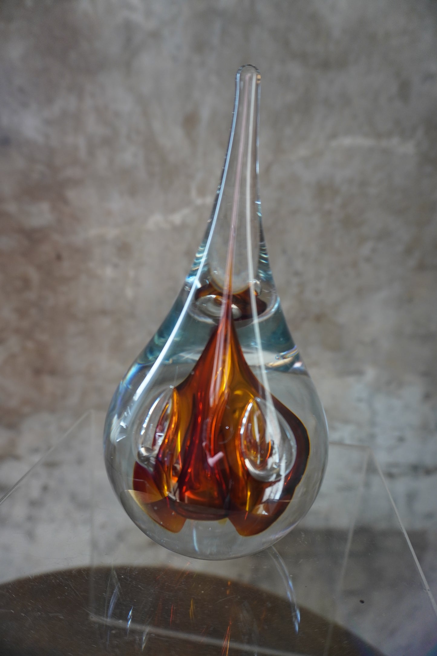 Druppel kristal - 12cm, Rood & Bruin