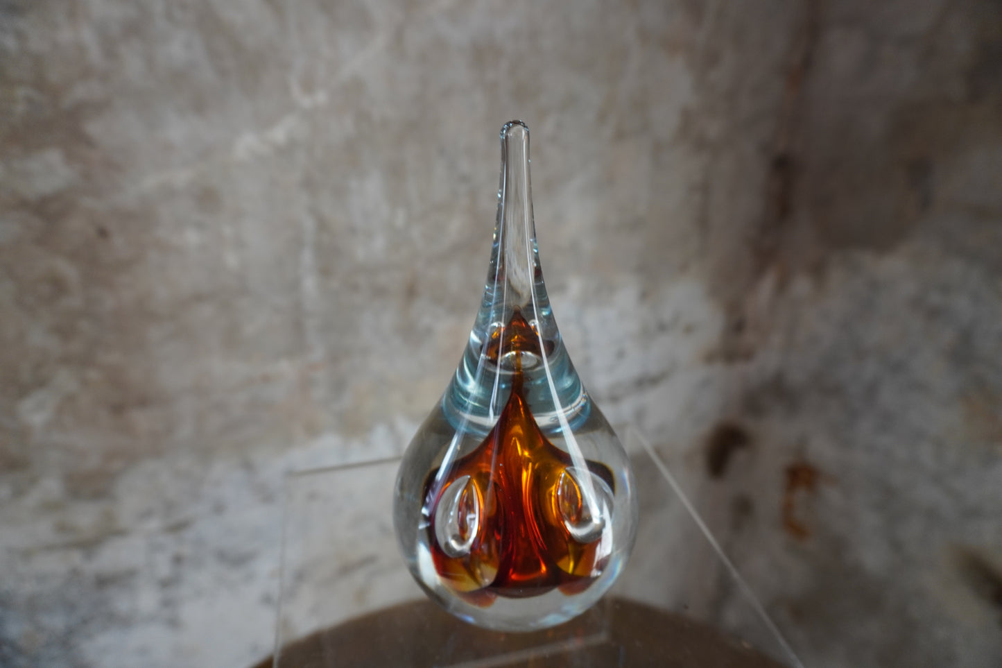 Druppel kristal - 12cm, Rood & Bruin