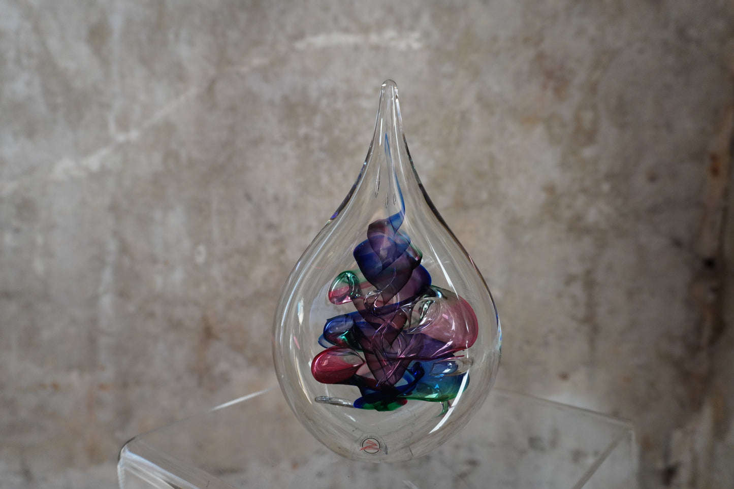 Boheems Kristal - druppel Ozzaro, rood/groen/blauw