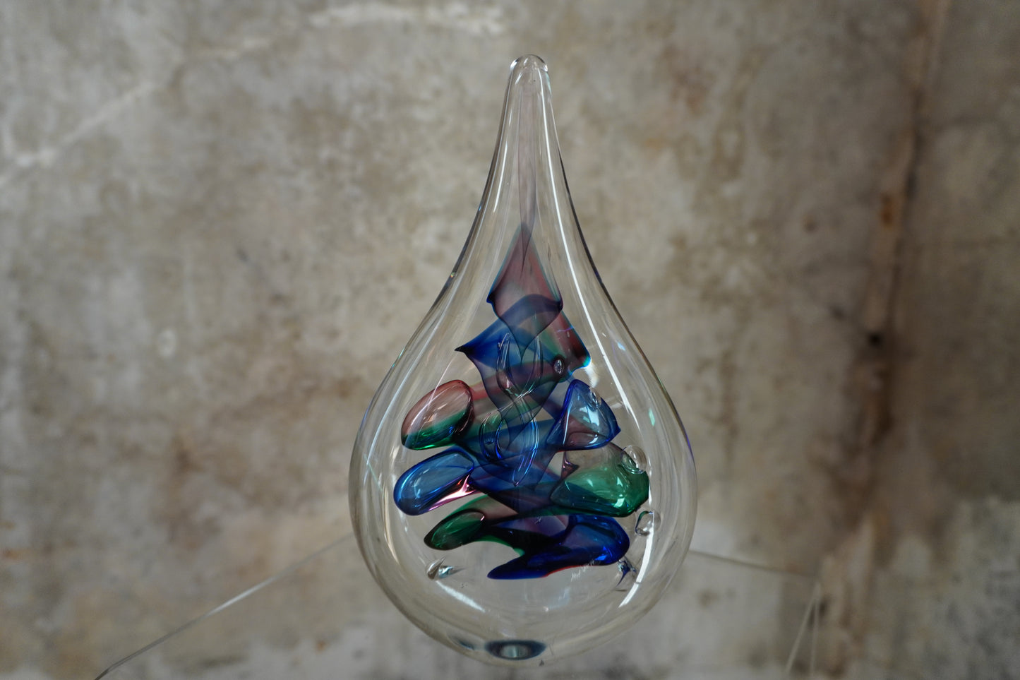 Boheems Kristal - druppel Ozzaro, rood/groen/blauw