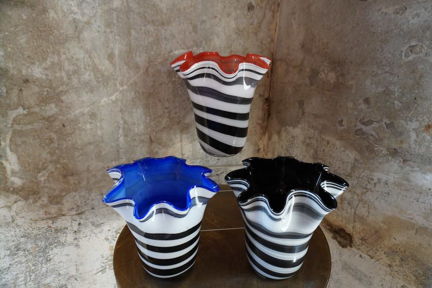 Zebra vaas - 20cm,  Blauw, Paars & Zwart