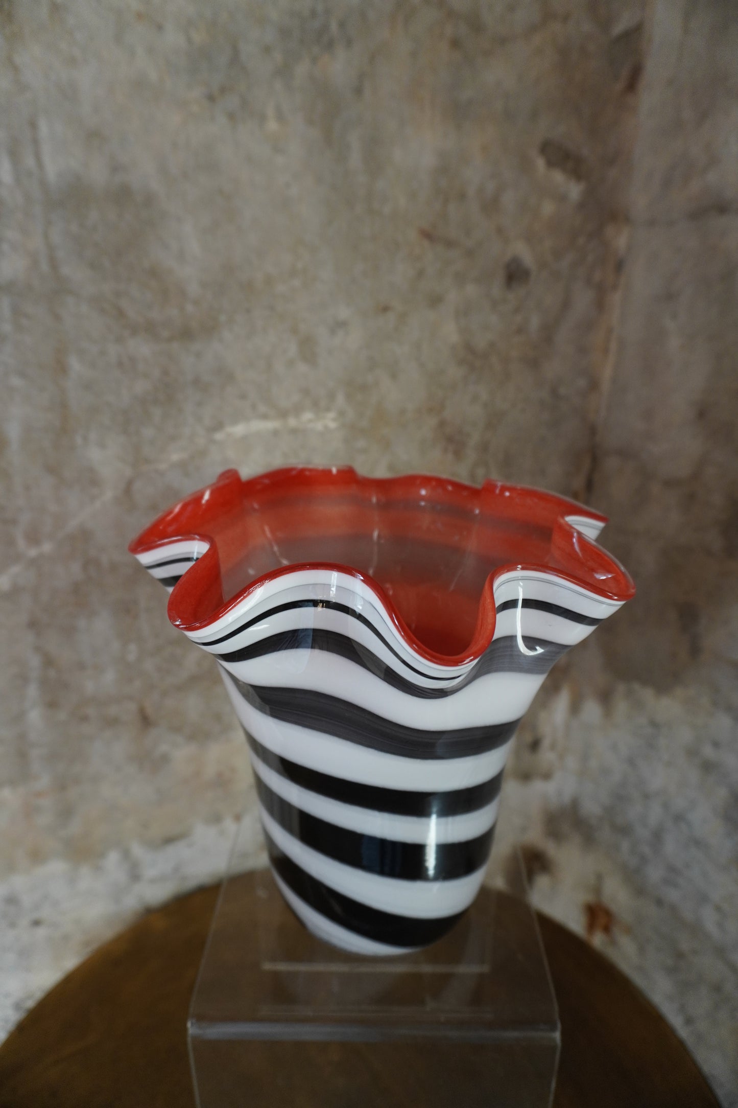 Zebra vaas - 20cm,  Blauw, Paars & Zwart