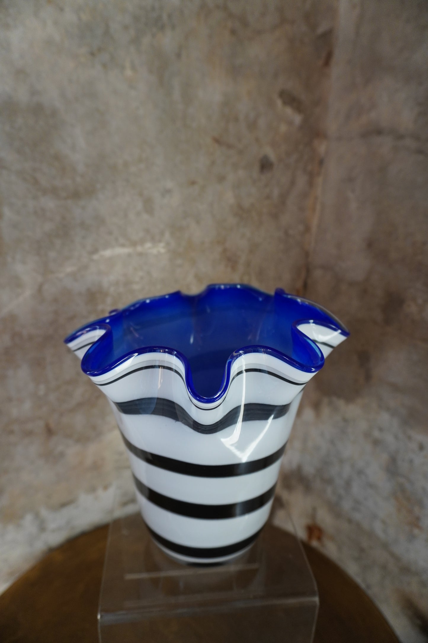 Zebra vaas - 20cm,  Blauw, Paars & Zwart