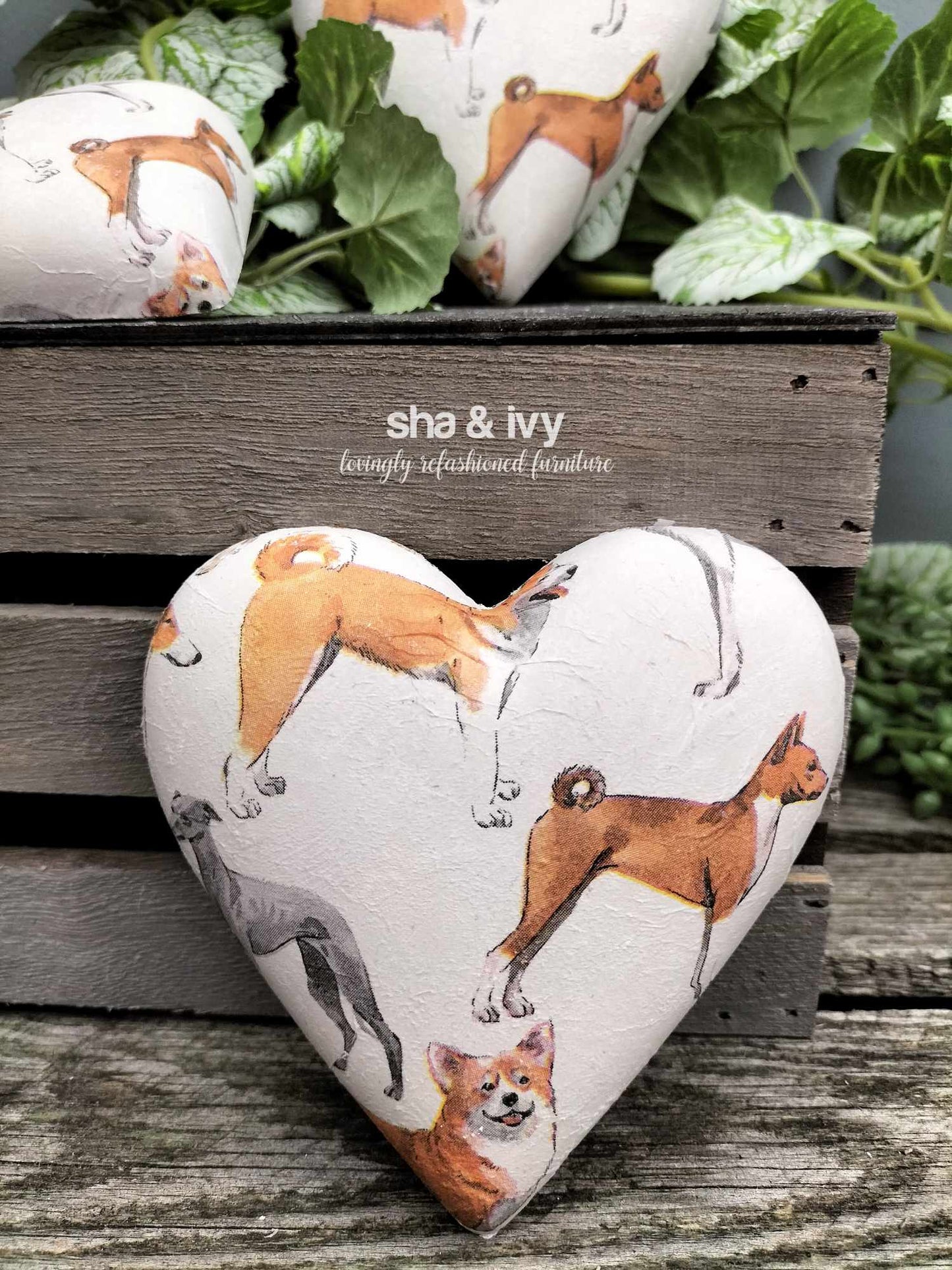 Decoupage hart - honden