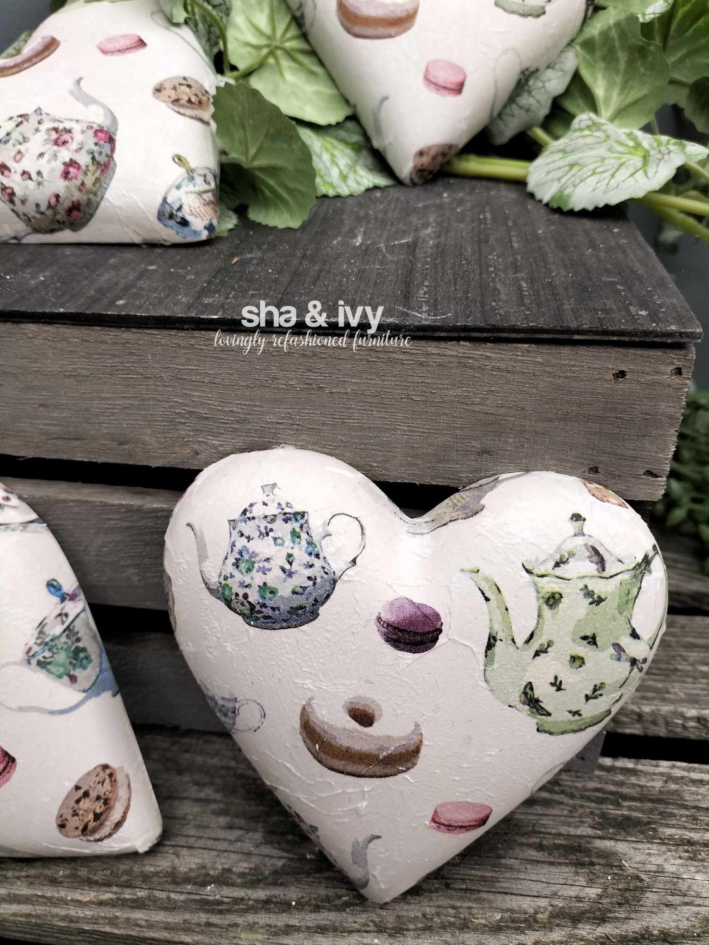 Decoupage hart - theepotjes