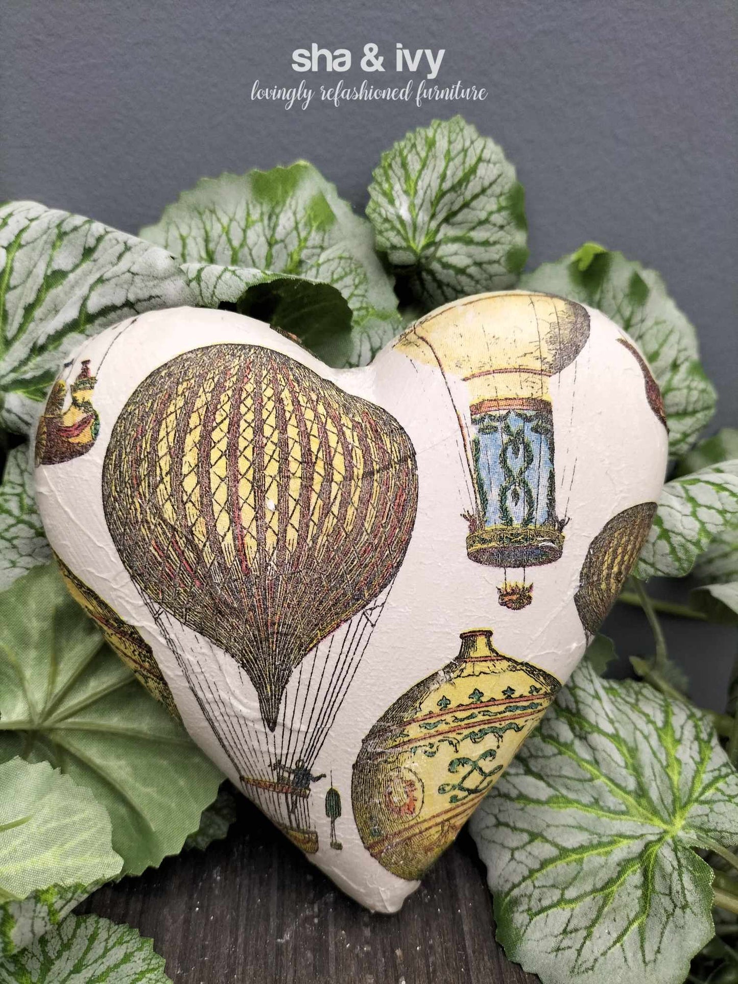 Decoupage hart - luchtballon