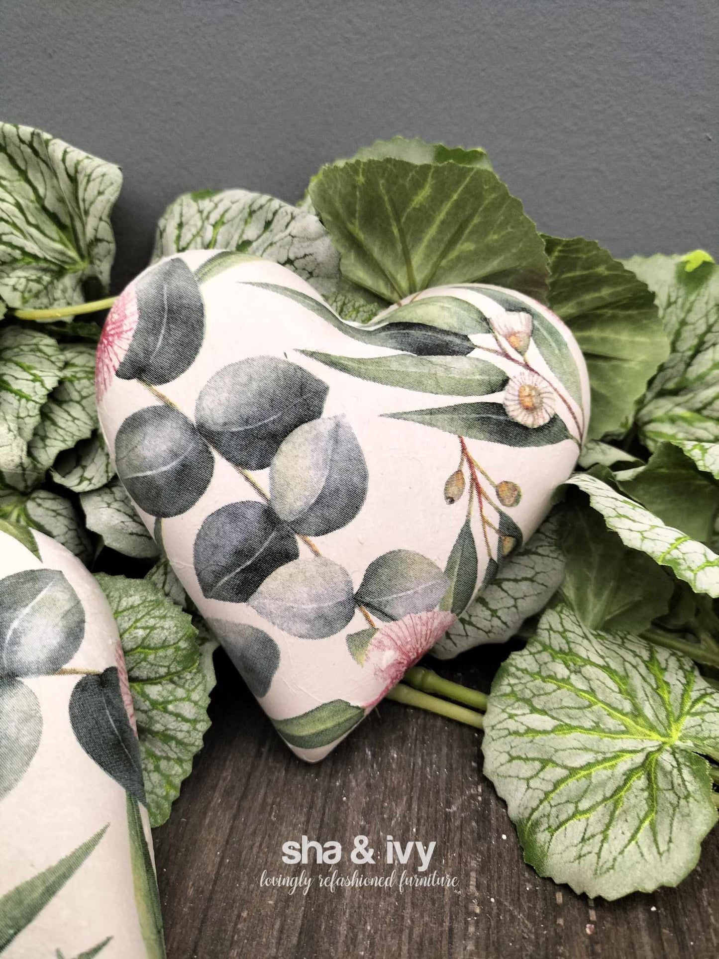 Decoupage hart - greenery